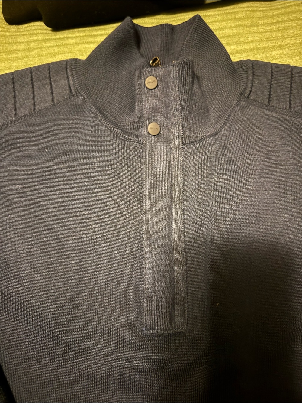 Ralph Lauren Men's Dark Blue Zip-Front Mock Neck Sweater